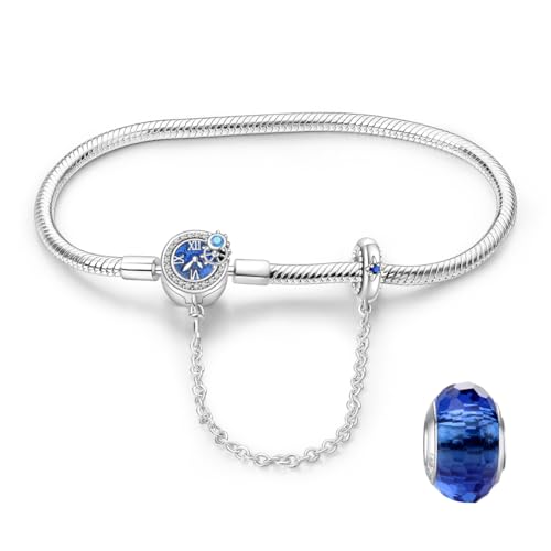 LNQOBU Damen Armband Silber 925 Schlangen Schmetterling Armband mit Funkelnden Herz Verschluss Charms (Mit Einem Spacer Perlen) von LNQOBU