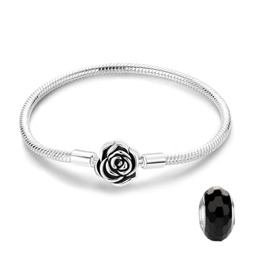 LNQOBU Damen Armband Silber 925 Schlangen Schmetterling Armband mit Funkelnden Herz Verschluss Charms (Mit Einem Spacer Perlen) von LNQOBU