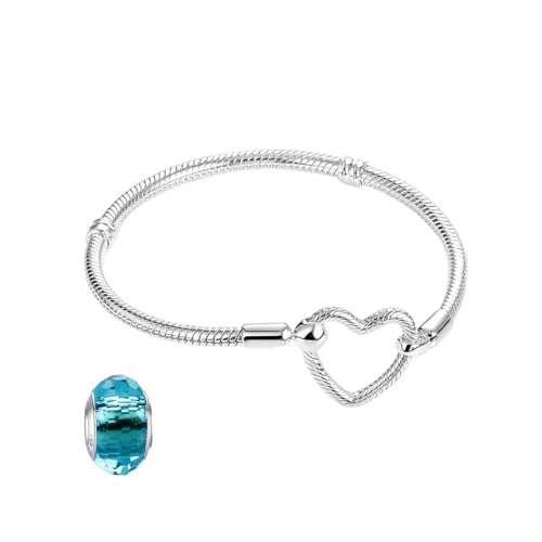 LNQOBU Damen Armband Silber 925 Schlangen Schmetterling Armband mit Funkelnden Herz Verschluss Charms (Mit Einem Spacer Perlen) von LNQOBU