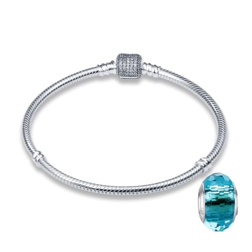 LNQOBU Damen Armband Silber 925 Schlangen Schmetterling Armband mit Funkelnden Herz Verschluss Charms (Mit Einem Spacer Perlen) von LNQOBU