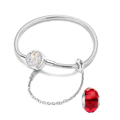 LNQOBU Damen Armband Silber 925 Schlangen Schmetterling Armband mit Funkelnden Herz Verschluss Charms (Mit Einem Spacer Perlen) von LNQOBU