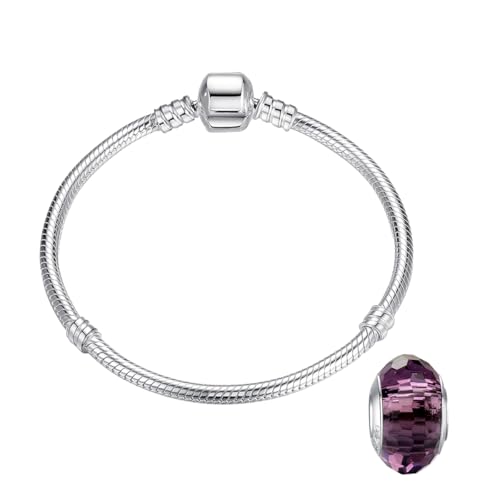 LNQOBU Damen Armband Silber 925 Schlangen Schmetterling Armband mit Funkelnden Herz Verschluss Charms (Mit Einem Spacer Perlen) von LNQOBU