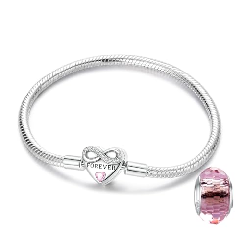 LNQOBU Damen Armband Silber 925 Schlangen Schmetterling Armband mit Funkelnden Herz Verschluss Charms (Mit Einem Spacer Perlen) von LNQOBU