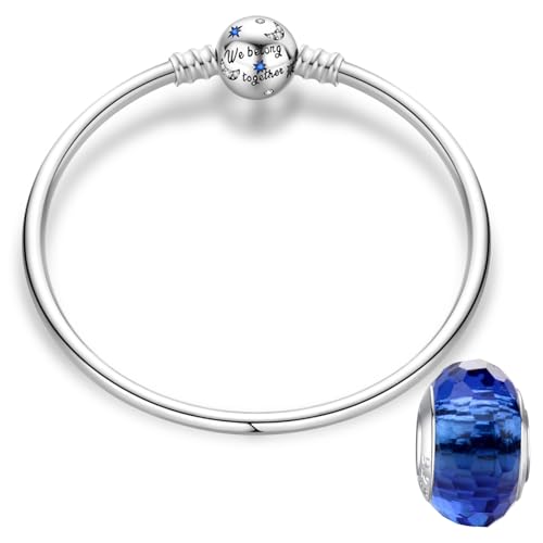 LNQOBU Damen Armband Silber 925 Schlangen Schmetterling Armband mit Funkelnden Herz Verschluss Charms (Mit Einem Spacer Perlen) von LNQOBU