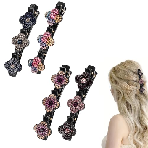 LNSYSNS 4 Stück Crystal Flower Haarklammern Klein, Double Haarclips Damen, Glitter Kleine Haarklammern Geeignet für Tägliches Tragen, Partys und Reisen LNSYSNS 4 Stück Crystal Flower Haarklammern Klein, Double Haarclips Damen, Glitter Kleine Haarklammern Geeignet für Tägliches Tragen, Partys und Reisen von LNSYSNS