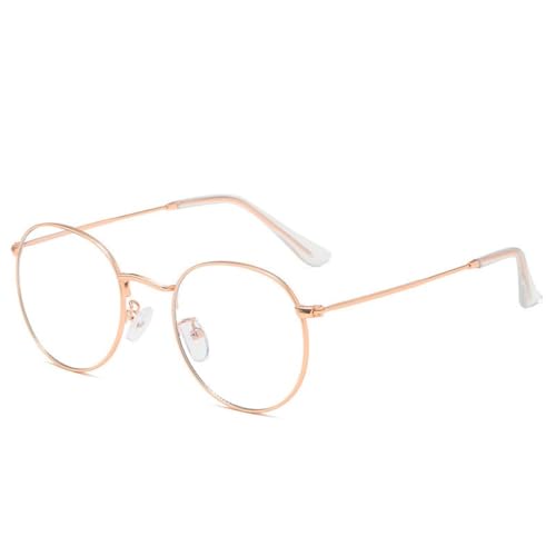 LNTICB® Blaulichtfilter Brille Damen Herren Computerbrille Gaming Blaulichtbrille Unisex Austauschbare Linse Ohne Stärke Retro Rund Superleichte Metallrahmen Anti Müdigkeit von LNTICB