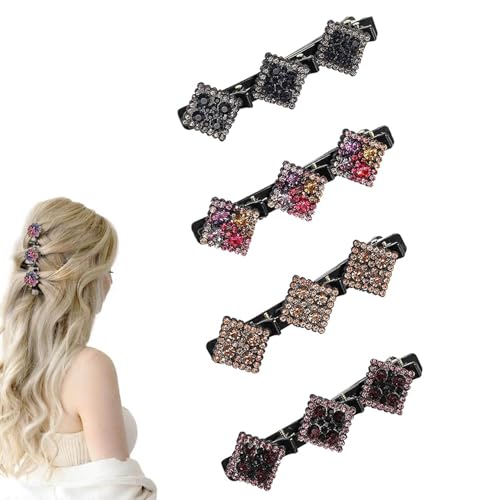 Funkelnde geflochtene Haarspangen aus Kristallsteinen, geflochtene Haarspangen für Frauen, Strass-Haarspange, Mini-wasserdichte Haarspangen für Mädchen, Haarnadeln, Haar-Accessoires von LNWZBEQI