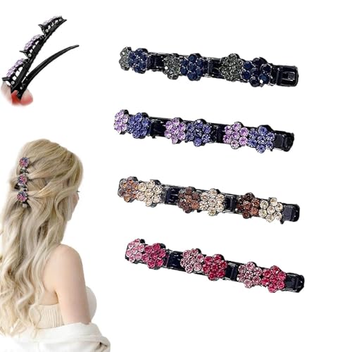 Funkelnde geflochtene Haarspangen aus Kristallsteinen, geflochtene Haarspangen für Frauen, Strass-Haarspange, Mini-wasserdichte Haarspangen für Mädchen, Haarnadeln, Haar-Accessoires von LNWZBEQI