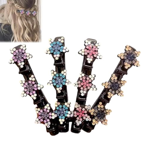 Funkelnde geflochtene Haarspangen aus Kristallsteinen, geflochtene Haarspangen für Frauen, Strass-Haarspange, Mini-wasserdichte Haarspangen für Mädchen, Haarnadeln, Haar-Accessoires von LNWZBEQI