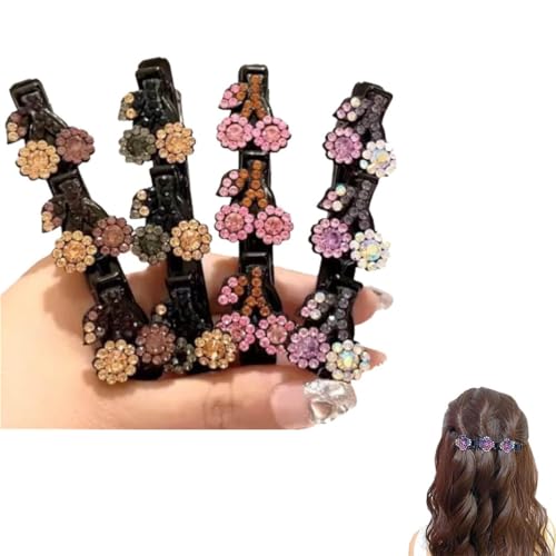 Funkelnde geflochtene Haarspangen aus Kristallsteinen, geflochtene Haarspangen für Frauen, Strass-Haarspange, Mini-wasserdichte Haarspangen für Mädchen, Haarnadeln, Haar-Accessoires von LNWZBEQI