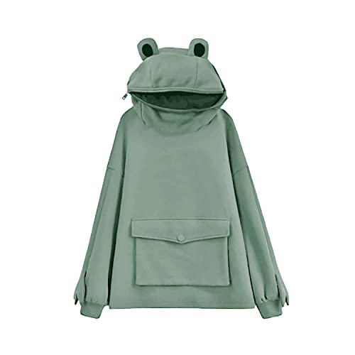 LNYSOTX Frosch Hoodie Sweatshirt Reißverschluss Mund für Frauen Teenager Mädchen, Grün, XXL LNYSOTX Frosch Hoodie Sweatshirt Reißverschluss Mund für Frauen Teenager Mädchen, Grün, XXL von LNYSOTX