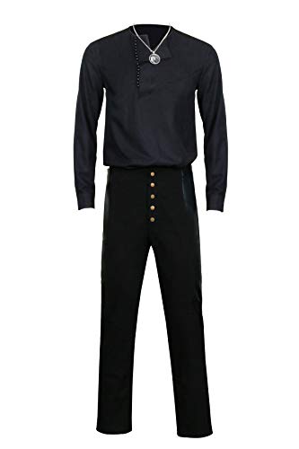LOADREAM Geralt of Rivia Kostüm Herren Hexe Wilde Jagd Cosplay Outfit Deluxe Weiß Wolf Halloween Hemd Hose Halskette Set (2XL, Geralt of Rivia Kostüm Erwachsene) von LOADREAM