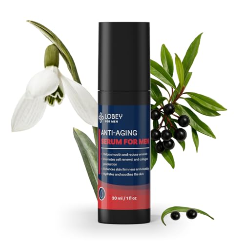 Lobey Anti-Aging Serum für Männer – Straffendes Männer-Serum gegen Falten mit Hyaluron, IBR-Snowflake & MARSturizer – Beruhigt nach der Rasur – Naturkosmetik für Vitale & Glatte Haut (30 ml) von LOBEY