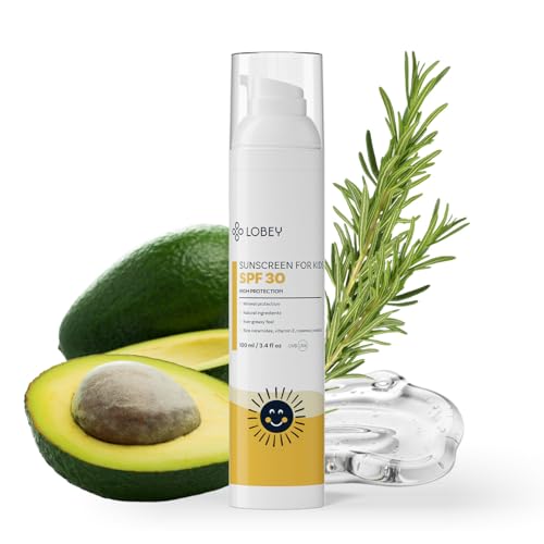 Lobey Mineralische Sonnencreme Kinder LSF 30 – Sanfter Sonnenschutz ab 3 Jahren, Vegan, Wasserfest, ohne Duftstoffe, Schützt Empfindliche Kinderhaut vor Sonnenbrand & Rötungen (100 ml) von LOBEY