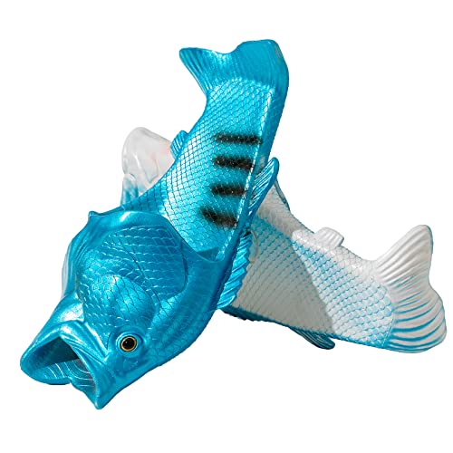 LOBIRGREW Fisch Schlappen Unisex Lustig Fisch Badelatschen für Herren or Damen Funny Fisch Latschen Hausschuhe für Strandhaus Dusche Pool Seite Blau 36/37 von LOBIRGREW