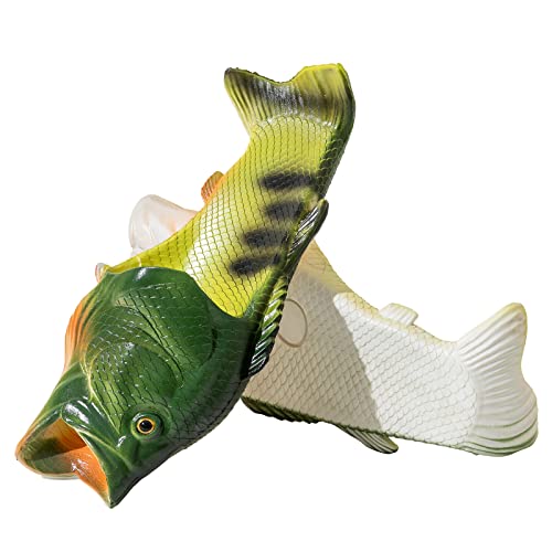 LOBIRGREW Fisch Schlappen Unisex Lustig Fisch Badelatschen für Herren or Damen Funny Fisch Latschen Hausschuhe für Strandhaus Dusche Pool Seite Grün 34/35 von LOBIRGREW