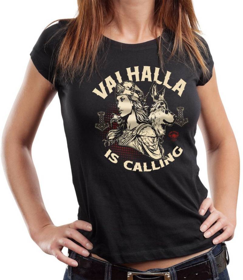 LOBO NEGRO® T-Shirt Damen Lady Wikinger Keltic T-Shirt: Freya Valhalla is Calling von LOBO NEGRO®