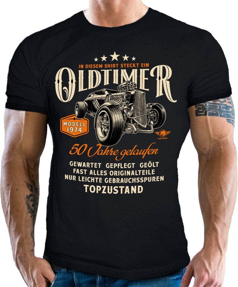 LOBO NEGRO® T-Shirt Geschenk für Männer zum 50. Geburtstag: Oldtimer Modell Baujahr 1974 von LOBO NEGRO®