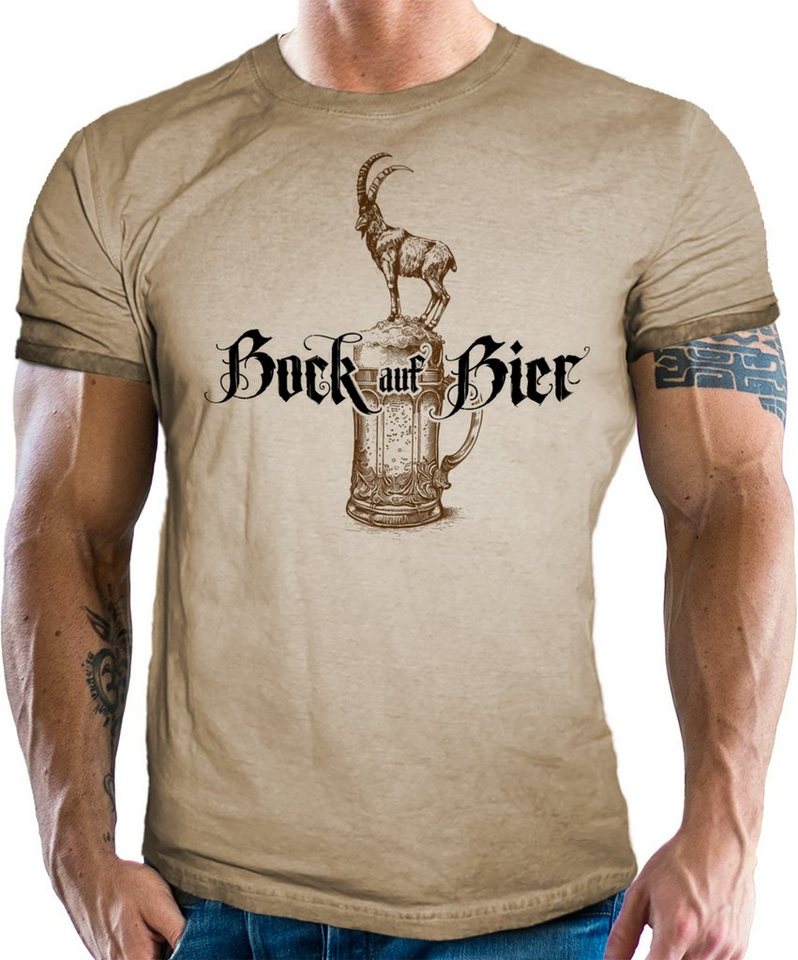 LOBO NEGRO® Trachtenshirt für Bayern Trachten Fans im Washed Vintage Retro Used Look: Bock von LOBO NEGRO®