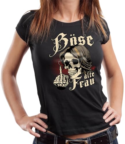 Damen Lady T-Shirt: Böse alte Frau schwarz von LOBO NEGRO