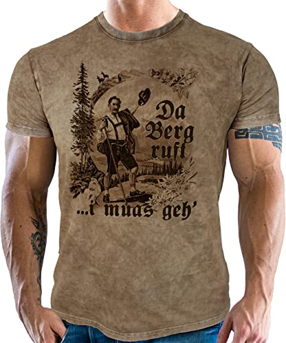Für echte Bayern Fans - Trachten T-Shirt im Washed Vintage Retro Used Look: Da Berg Ruft - Vorgewaschen, Bitte eine Nummer größer bestellen Für echte Bayern Fans - Trachten T-Shirt im Washed Vintage Retro Used Look: Da Berg Ruft - Vorgewaschen, Bitte eine Nummer größer bestellen von LOBO NEGRO
