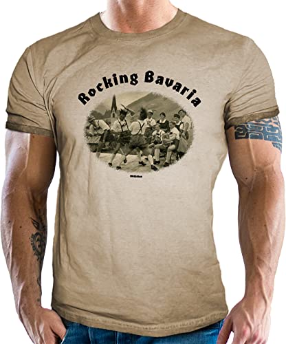 Für echte Bayern Fans - Trachten T-Shirt im Washed Vintage Retro Used Look: Rocking Bavaria Für echte Bayern Fans - Trachten T-Shirt im Washed Vintage Retro Used Look: Rocking Bavaria von LOBO NEGRO