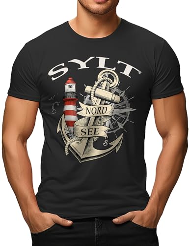 Herren Nordsee Sylt T-Shirt mit mit coolem Anker Design von LOBO NEGRO