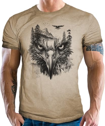 Herren T-Shirt mit Tattoo Design im Vintage Used Look: Nature Eagle Herren T-Shirt mit Tattoo Design im Vintage Used Look: Nature Eagle von LOBO NEGRO