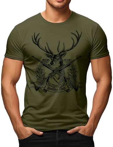 Jäger T-Shirt: Hunting Club II Hirsch Oliv von LOBO NEGRO