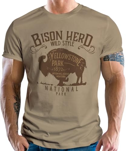 LOBO NEGRO Original Design T-Shirt für den Western Indiander Fan: Yellowstone Bison-XXL von LOBO NEGRO