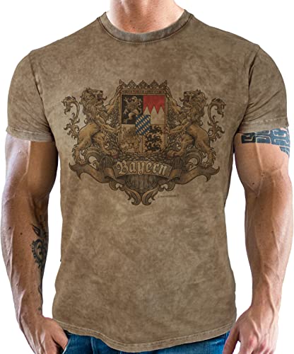 Herren Trachten T-Shirt für Bayern Fans im Used Vintage Retro Look - Königswappen - Vorgewaschen, Bitte eine Nummer größer bestellen Herren Trachten T-Shirt für Bayern Fans im Used Vintage Retro Look - Königswappen - Vorgewaschen, Bitte eine Nummer größer bestellen von LOBO NEGRO