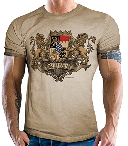 Herren Trachten T-Shirt im Vintage Retro Used Look - Für echte Bayern Fans: Königliches Bayernwappen Herren Trachten T-Shirt im Vintage Retro Used Look - Für echte Bayern Fans: Königliches Bayernwappen von LOBO NEGRO