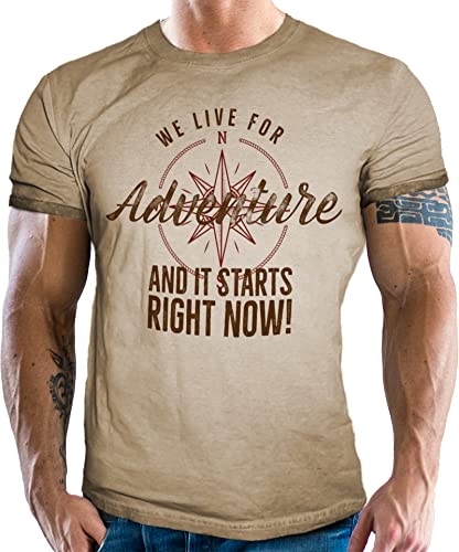 T-Shirt für Outdoor Trekking Fans im Vintage Used Look: Live for Adventure T-Shirt für Outdoor Trekking Fans im Vintage Used Look: Live for Adventure von LOBO NEGRO