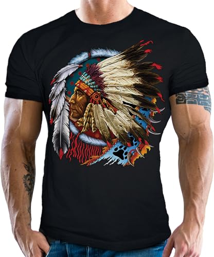 T-Shirt für Western und Indianer Fans: Indian Chief Color schwarz T-Shirt für Western und Indianer Fans: Indian Chief Color schwarz von LOBO NEGRO