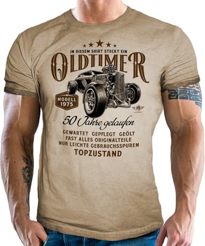 Herren T-Shirt im Used Vintage Retro Look für Männer zum 50. Geburtstag - Oldtimer Modell Jahrgang 1975 in Topzustand von LOBO NEGRO