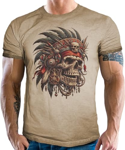 T-Shirt im Used Vintage Retro Look für Western und Indianer Fans - Indian Chief von LOBO NEGRO