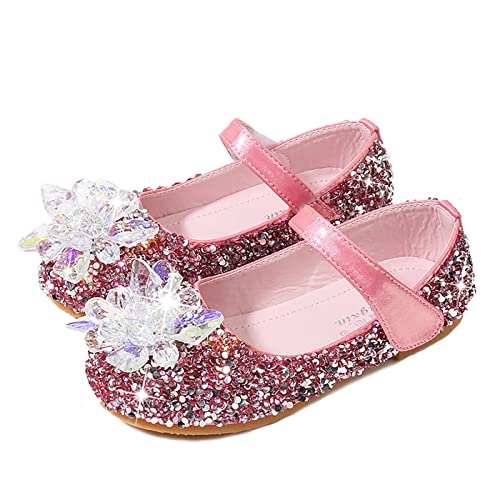 LOBTY Mädchen Prinzessin Schuhe Pailletten Kristall Schuhe Sandalen Hochzeitsschuhe Ballettschuhe Geburtstag Party Halloween Weihnachten Karneval Kinder Schuhe Silber Rosa von LOBTY