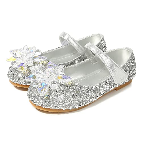 LOBTY Mädchen Prinzessin Schuhe Pailletten Kristall Schuhe Sandalen Hochzeitsschuhe Ballettschuhe Geburtstag Party Halloween Weihnachten Karneval Kinder Schuhe Silber Rosa von LOBTY