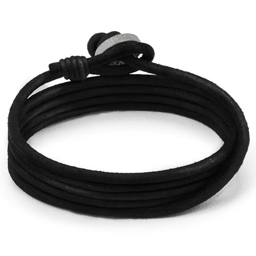 LOCAL LEAGUE Herren-Armband aus Leder SURF PATROL AUSTRALIA - voll Verstellbar - SCHWARZ - Mehrschichtiges Wickelarmband für Männer, Freund, Strandparty, Kordel Seiloptik Urlaub 92 cm von LOCAL LEAGUE