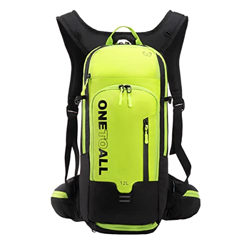 LOCAL LION Fahrradrucksack Skirucksack klein für Damen Herren 12L ultraleicht wasserdicht zum Skifahren Radsport Camping mit Regenschutz schwarz grün von LOCAL LION