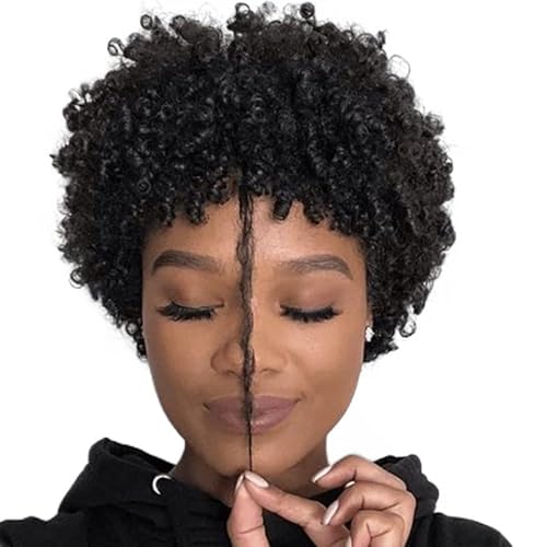Afrikanische kurze Bob-Lockenperücke, natürliche Farbe, dunkel gewellte Perücke, 6 Zoll Lockenperücke, Pixie-Perücke mit Pony, klebefreie Bob-Perücke für Frauen, den täglichen Gebrauch auf Partys Afrikanische kurze Bob-Lockenperücke, natürliche Farbe, dunkel gewellte Perücke, 6 Zoll Lockenperücke, Pixie-Perücke mit Pony, klebefreie Bob-Perücke für Frauen, den täglichen Gebrauch auf Partys von LOCCHEN