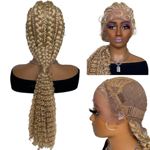 Geflochtene Perücke Damen Box Braid Gold Perücke, 28 Zoll afrikanische Zopfspitze Perücke, Knotenlose geflochtene Perücke, mit Babyhaar for schwarze Frauen Cornrow Braid Perücke Geflochtene Perücke Damen Box Braid Gold Perücke, 28 Zoll afrikanische Zopfspitze Perücke, Knotenlose geflochtene Perücke, mit Babyhaar for schwarze Frauen Cornrow Braid Perücke von LOCCHEN