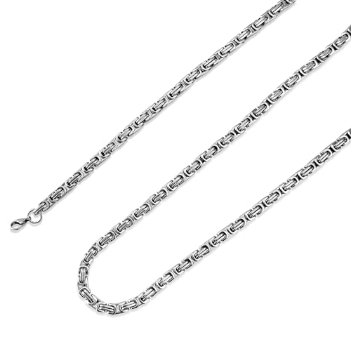 Königskette Silber Herren Edelstahl, 4/5/6/7/8 mm Königskette Halskette aus Edelstahl, Edelstahl Halskette für Herren, Länge 51/56/61/66/71 cm (Silber-4MM Breite, 71.00) von LOCCY