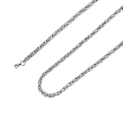 Königskette Silber Herren Edelstahl, 4/5/6/7/8 mm Königskette Halskette aus Edelstahl, Edelstahl Halskette für Herren, Länge 51/56/61/66/71 cm (Silber-5MM Breite, 71.00) von LOCCY