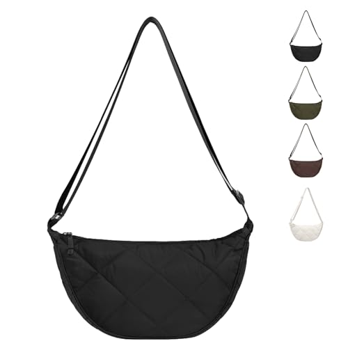 LOCCY Damen Halbmond Crossbody Schultertasche,Nylon Tragbare Halbmond Tasche,Halbmond Schultertasche mit Verstellbarem Gurt von LOCCY