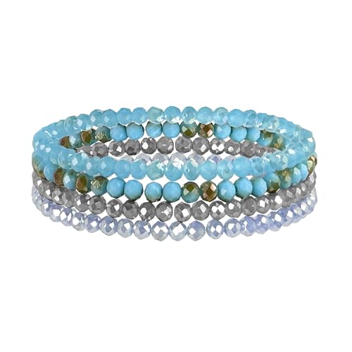 LOCCY Damen Kristall Perlen Mehrschichtiges Steine Armband - Boho Modeschmuck Schwarz (Blau1) von LOCCY