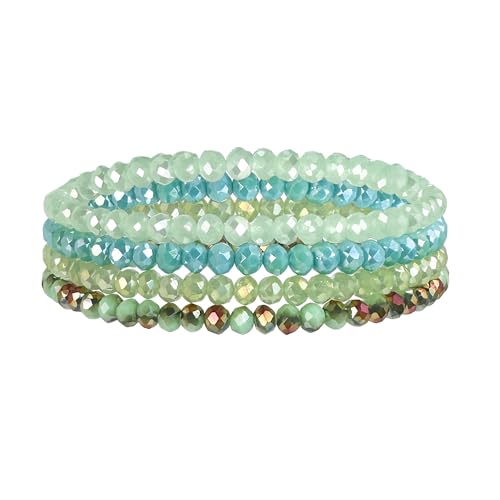 LOCCY Damen Kristall Perlen Mehrschichtiges Steine Armband Boho Modeschmuck Schwarz (Grün2) von LOCCY