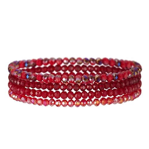 LOCCY Damen Kristall Perlen Mehrschichtiges Steine Armband Boho Modeschmuck Schwarz (Rot1) von LOCCY