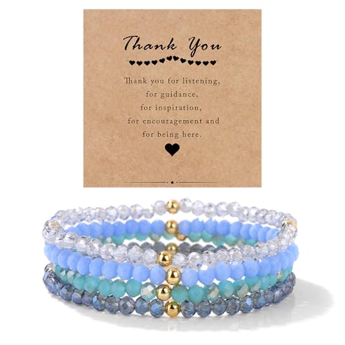 LOCCY Damen Kristall Perlen Armband Mehrschichtiges Steine Armband Boho Modeschmuck Armband Damen Schwarz (blau A) von LOCCY