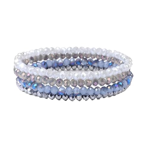 LOCCY Damen Kristall Perlen Armband Mehrschichtiges Steine Armbands Boho Modeschmuck Armband Damen Schwarz (blau5) von LOCCY